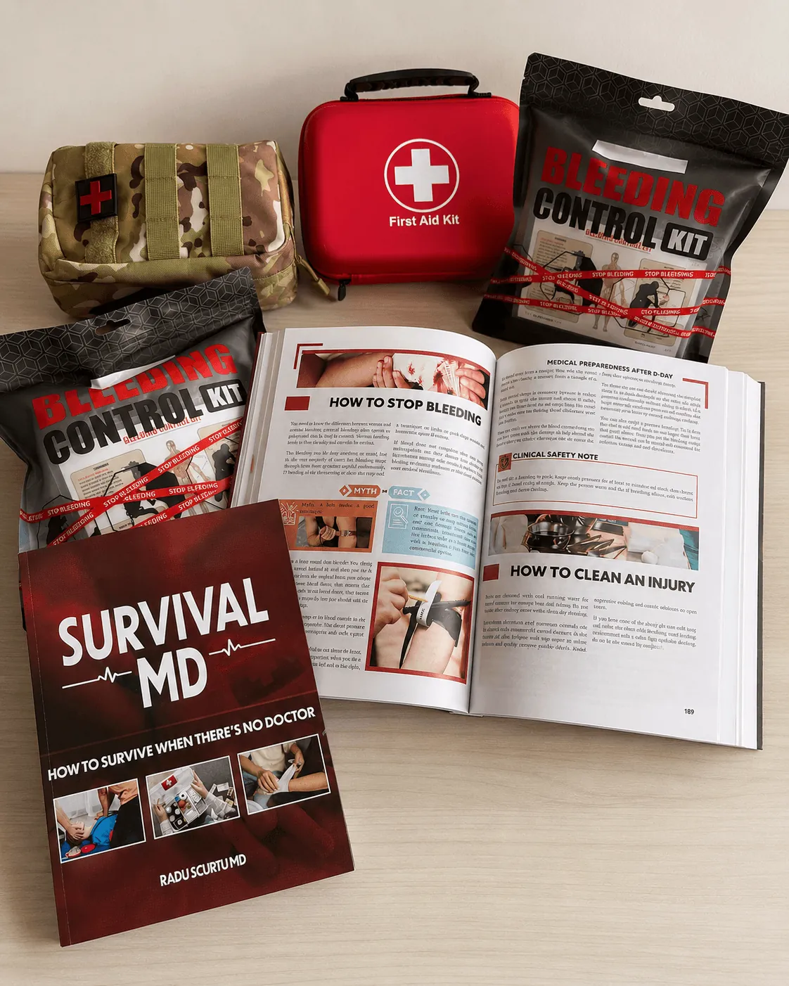 Survival MD open beside bleeding control and wound kits