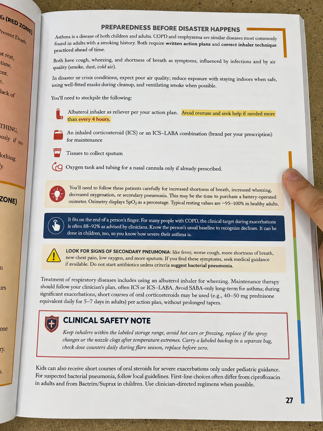 Respiratory illness page inside Survival MD